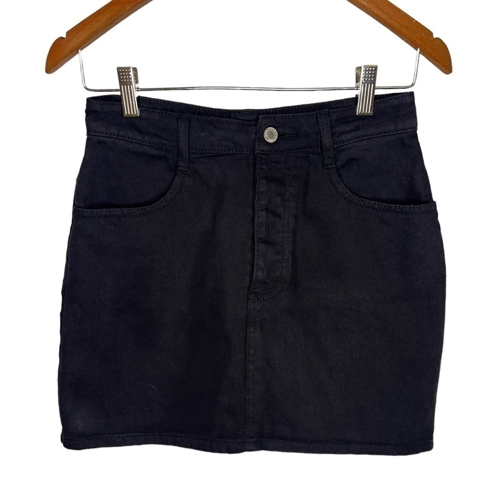 J. Galt black button fly 100% Cotton denim mini jean skirt Sz M